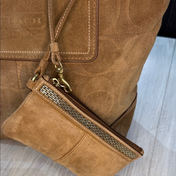Coach Tan Suede Tote with Pouch - Picture 3 of 14